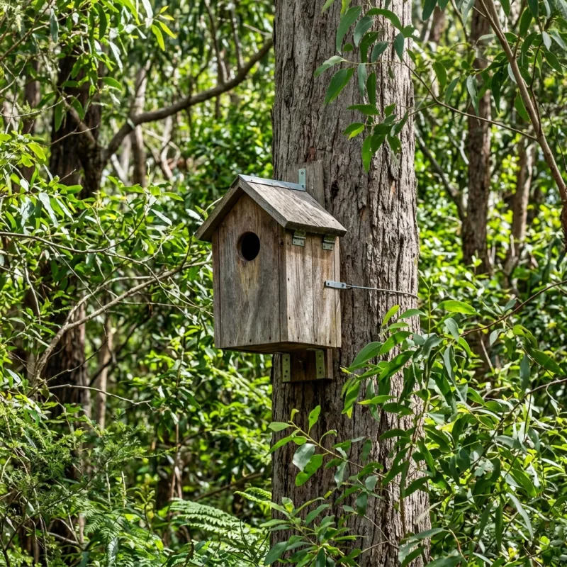 Animal nesting box installed as a humane alternative to a Cardigan roof cavity