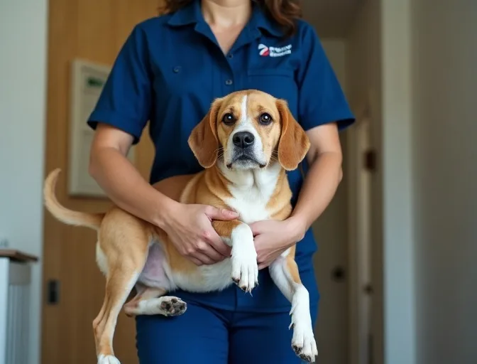 Technician respectfully transporting a deceased dog in Cardigan